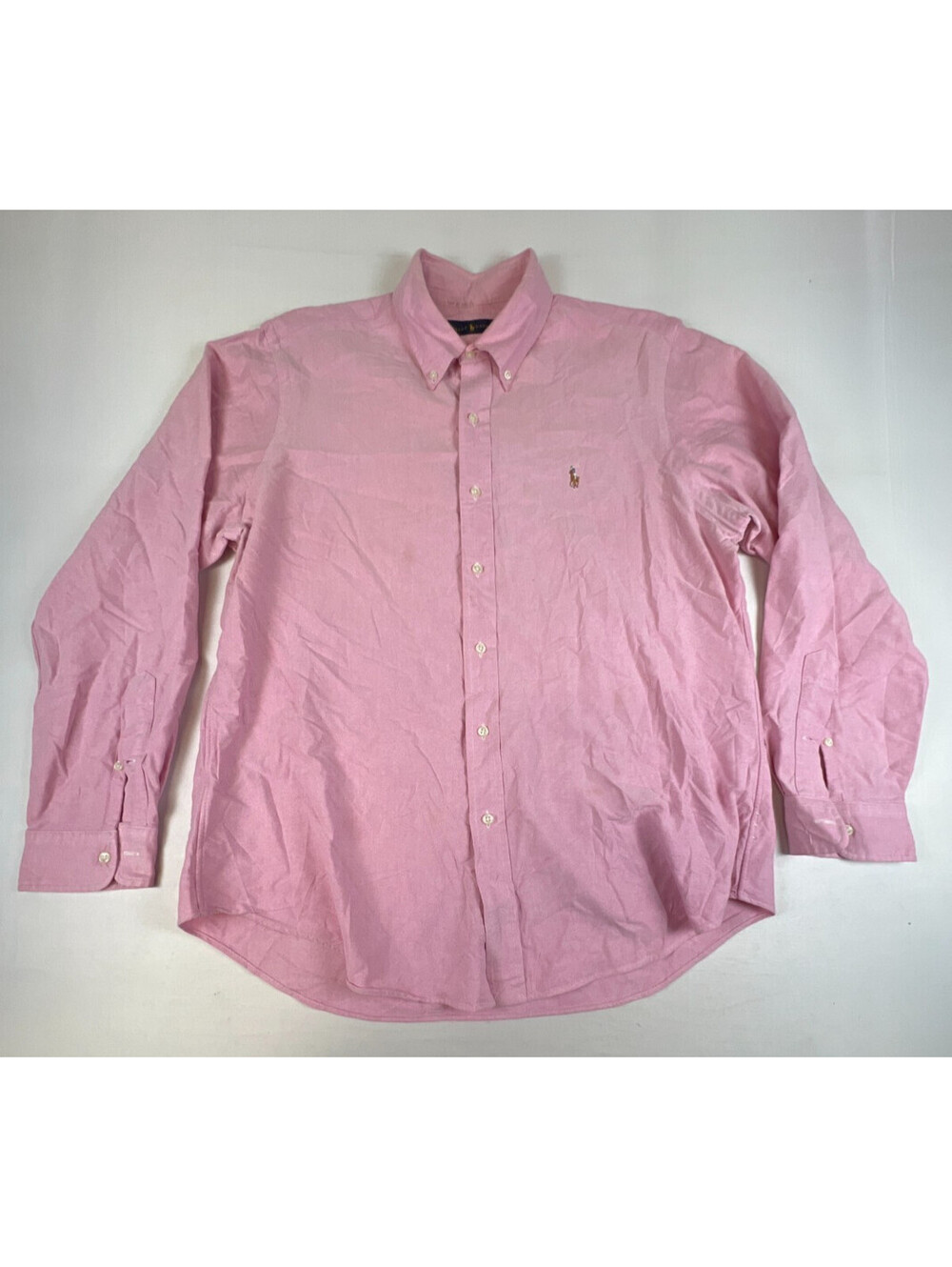 Ralph Lauren Men L Pink Oxford Button-Down Dress Shirt Long Sleeve Classic
